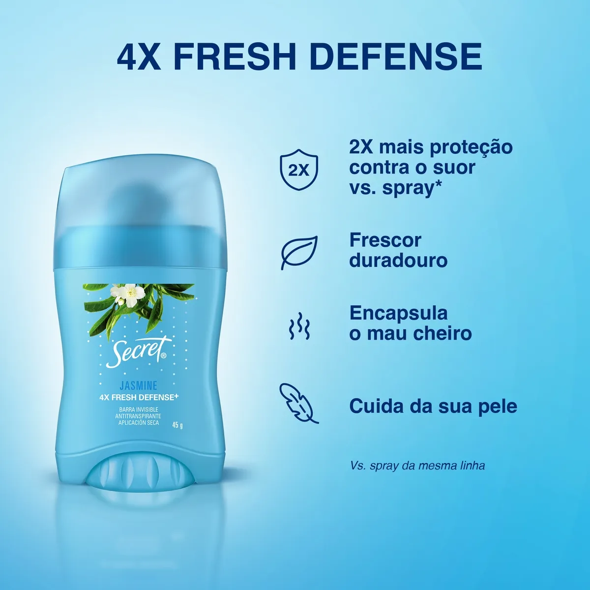 Desodorante Antitranspirante Secret Barra Invisivel Jasmine 45g — foto 8