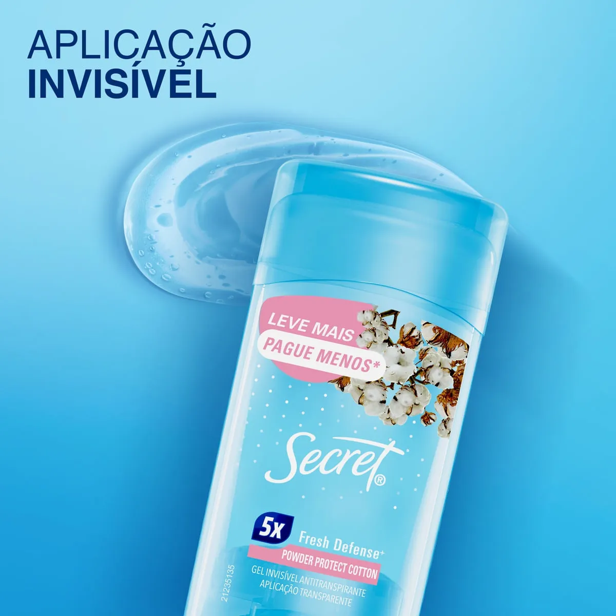 Desodorante Antitranspirante Secret Gel Invisivel Powder Protect Cotton 73g — foto 2