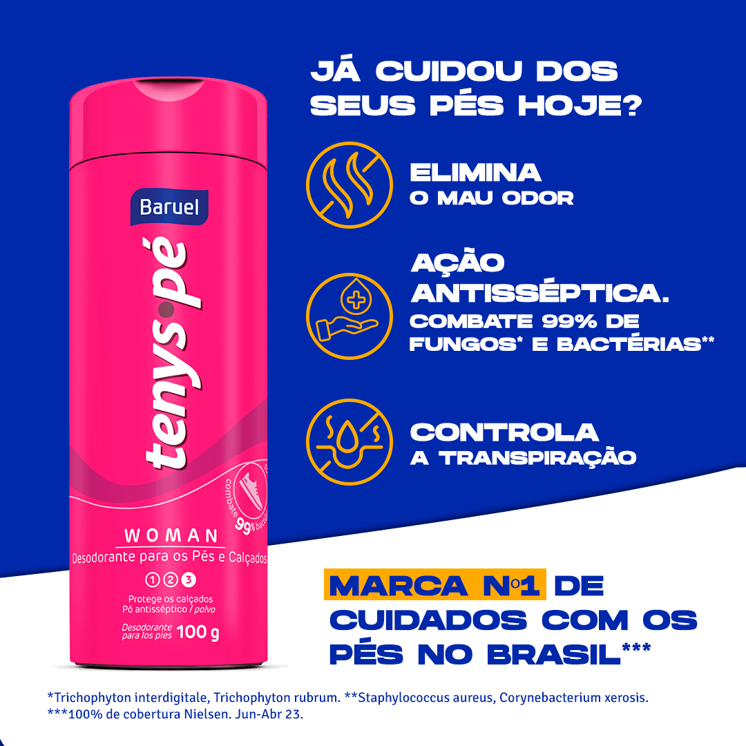 Desodorante para os Pés Tenys Pé Woman Antisséptico Pó 100g