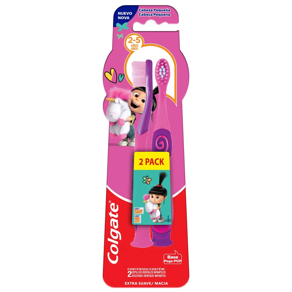 Escova Dental Infantil Colgate Smiles Agnes & Fluffy Cerdas Macias 2 a 5 anos 2 Unidades