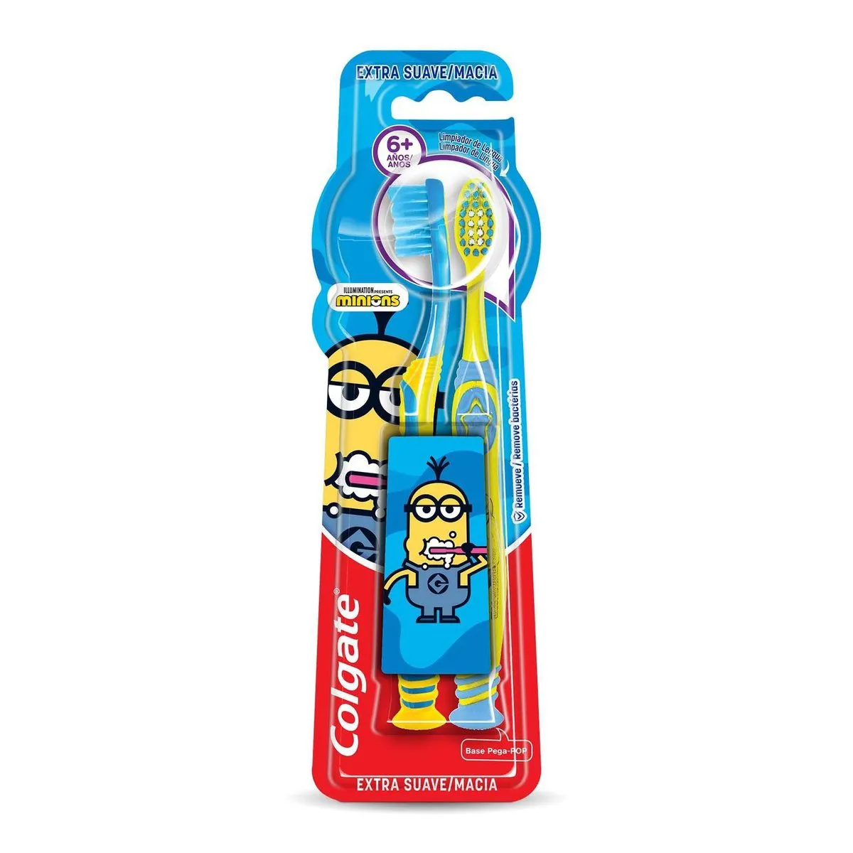 Escova Dental Infantil Colgate Smiles Minions Cerdas Macias +6 anos 2 Unidades