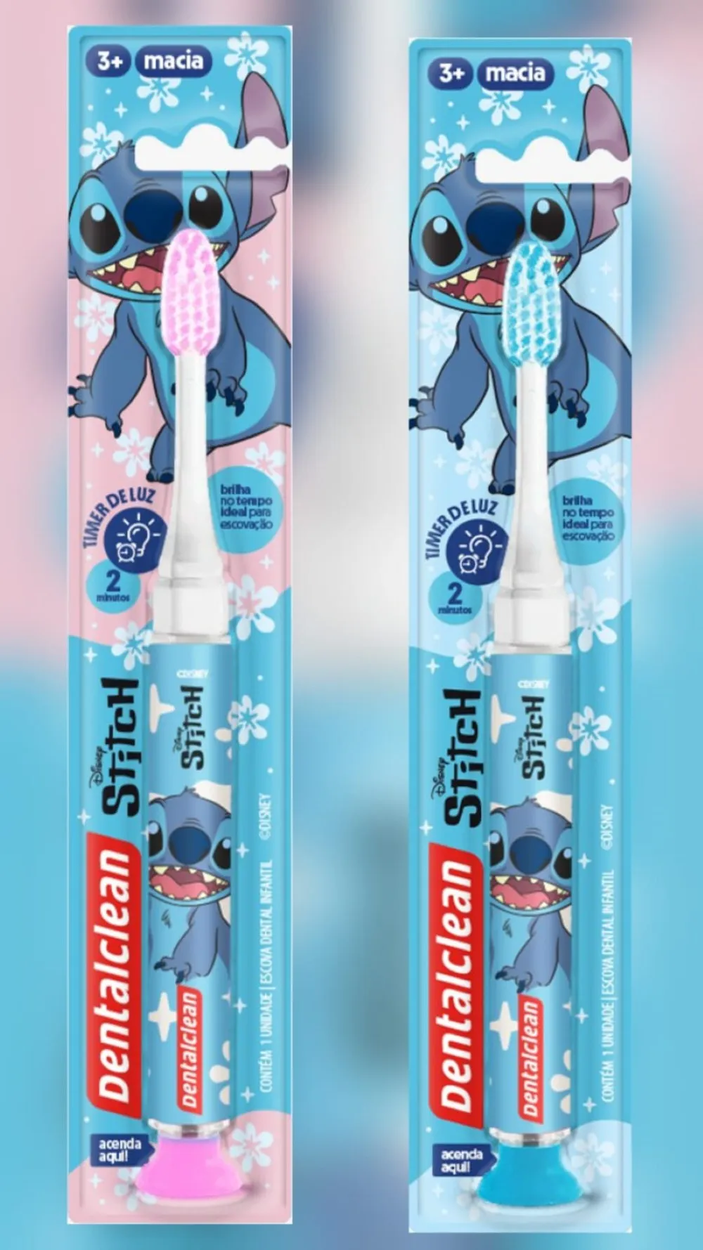 Escova Dental Infantil Dentalclean Macia Com Timer De Luz Stitch