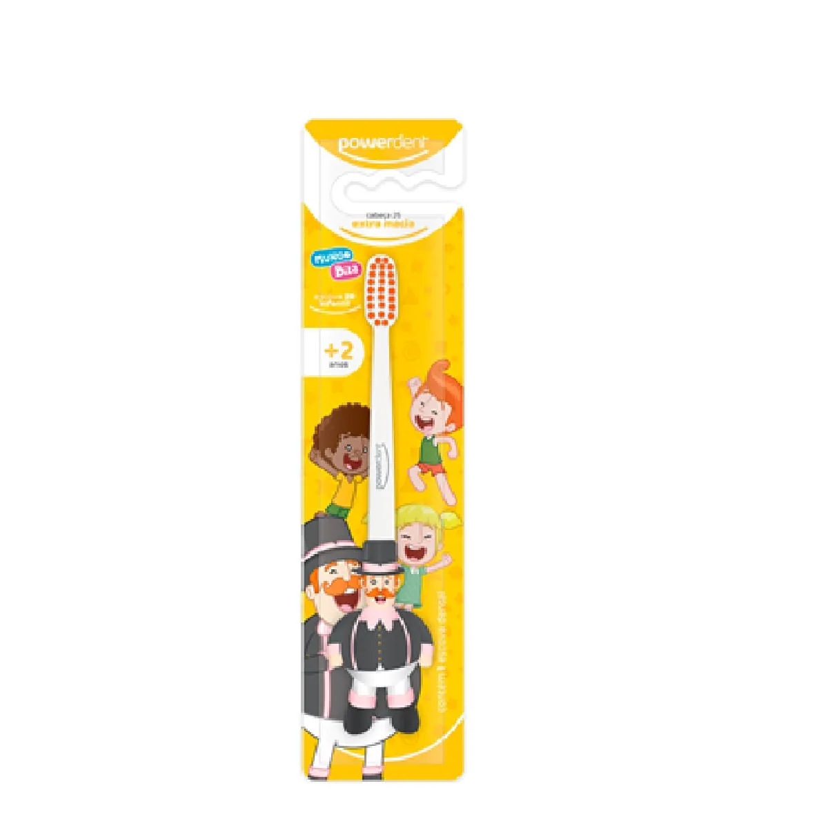 Escova Dental Infantil Powerdent Mundo Bita 3D +2 anos Cerdas Macias 1 Unidade