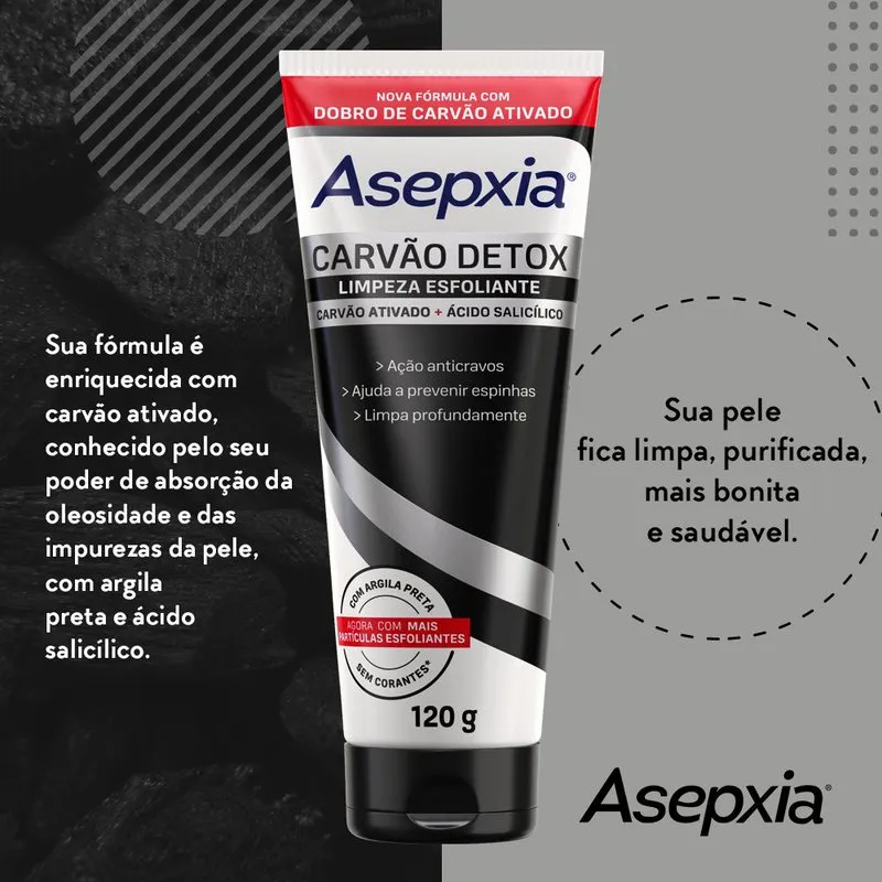 Esfoliante Facial Asepxia Carvão Detox Ácido Salicílico 120g — foto 7