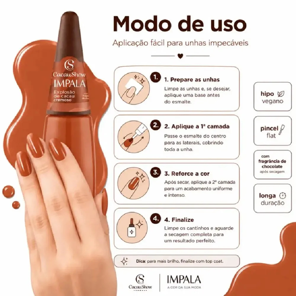 Esmalte Impala Cacau Show Cremoso Explosao De Cacau 7,5ml — foto 3
