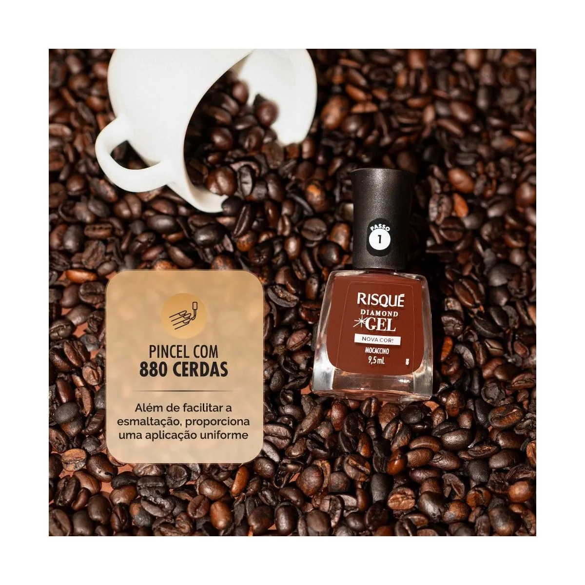 Esmalte Marrom Risqué Diamond Gel Mocaccino Cremoso 9,5ml — foto 8