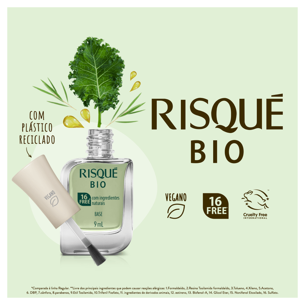 Esmalte Risqué Bio Base Couve Kale Transparente Vegano 9ml — foto 10