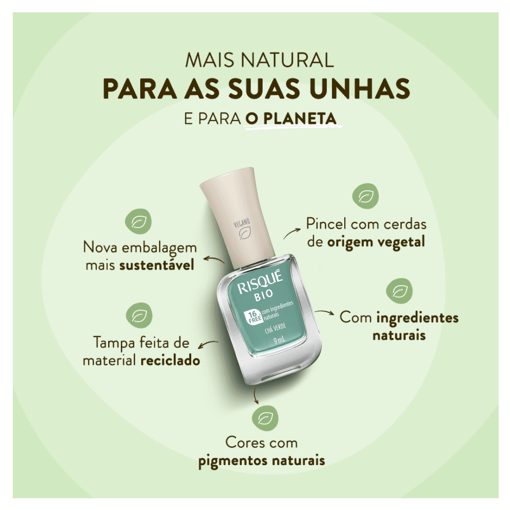 Esmalte Risqué Bio Chá Verde Cremoso Vegano 9ml — foto 4