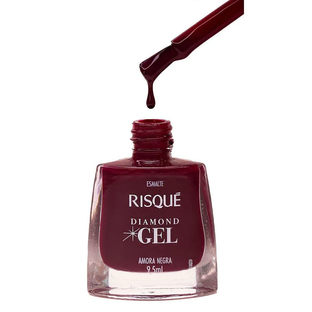 Esmalte Risqué Diamond Gel Amora Negra Cremoso 9,5ml — foto 5