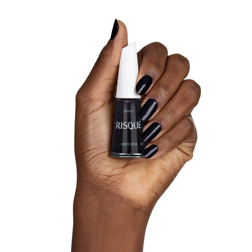 Esmalte Risqué Hipoalergênico Preto Sépia Ultra Cremoso 8ml — foto 2
