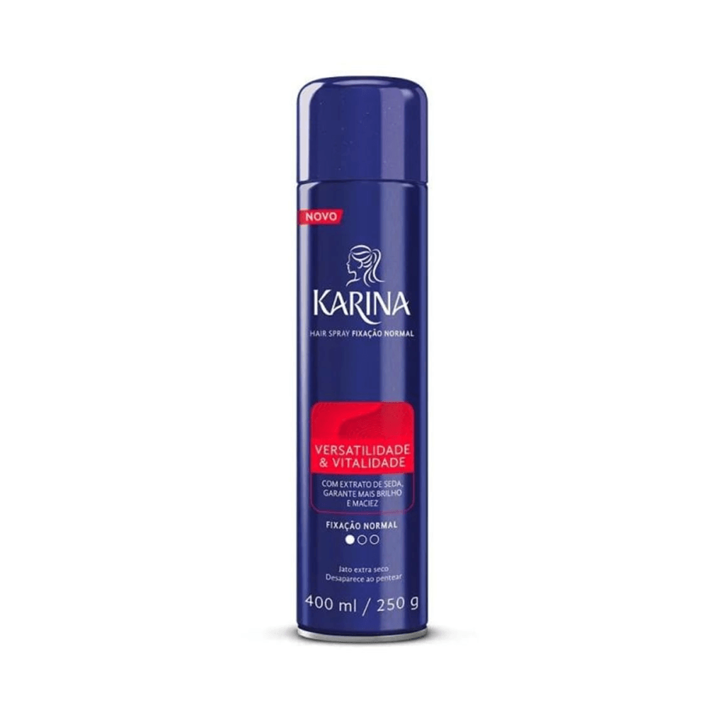 Fixador Capilar Karina Fixação Normal 12h Antf Frizz Aerossol 400ml