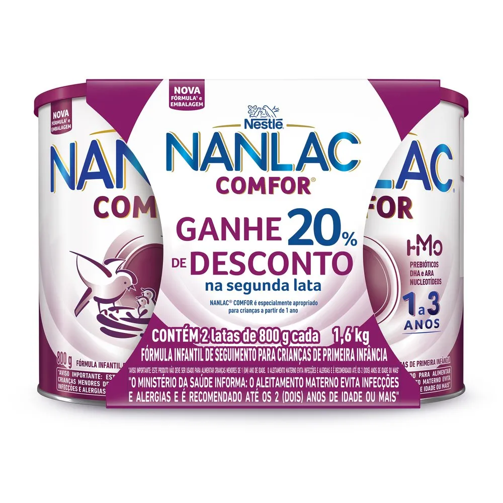 Formula Infantil Nanlac Comfor 800g 2 Unidades Ganhe 20% Na Segunda Unidade