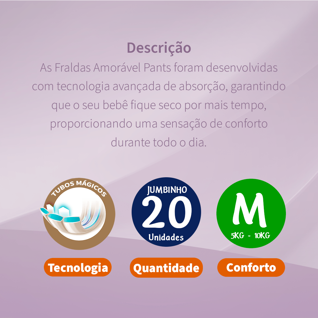 Fralda Amorável Pants M 20 Unidades — foto 4