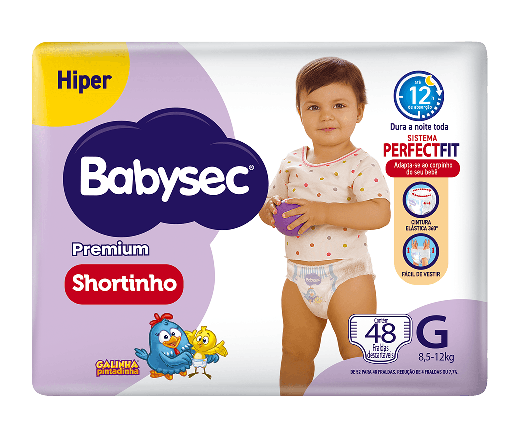 Fralda Babysec Premium Shortinho Galinha Pintadinha G 48 Unidades — foto 2