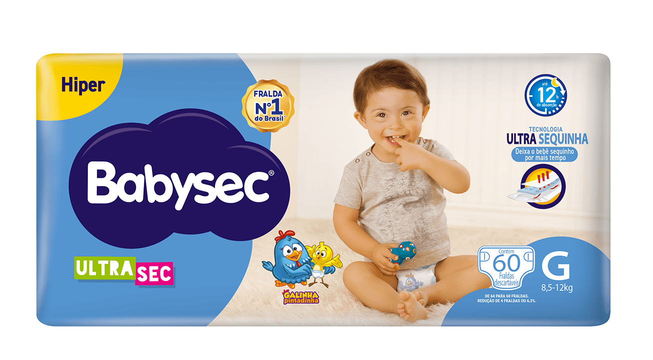 Fralda Babysec Ultrasec Hiper Galinha Pintadinha G 60 Unidades