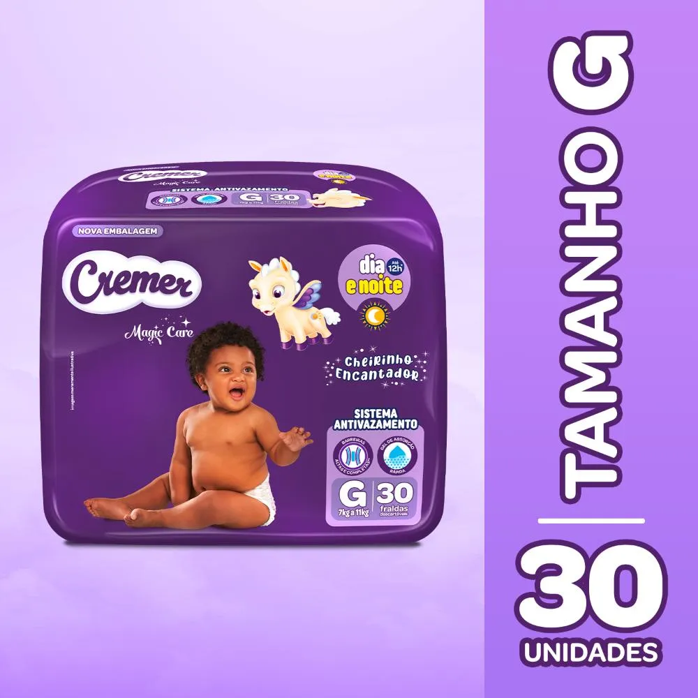 Fralda Cremer Econômica Tamanho G - 30 Unidades