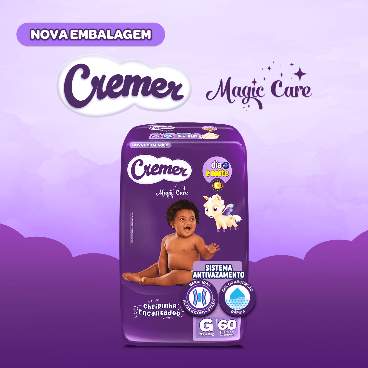 Fralda Cremer Magic Care Dia e Noite G 60 Unidades — foto 4
