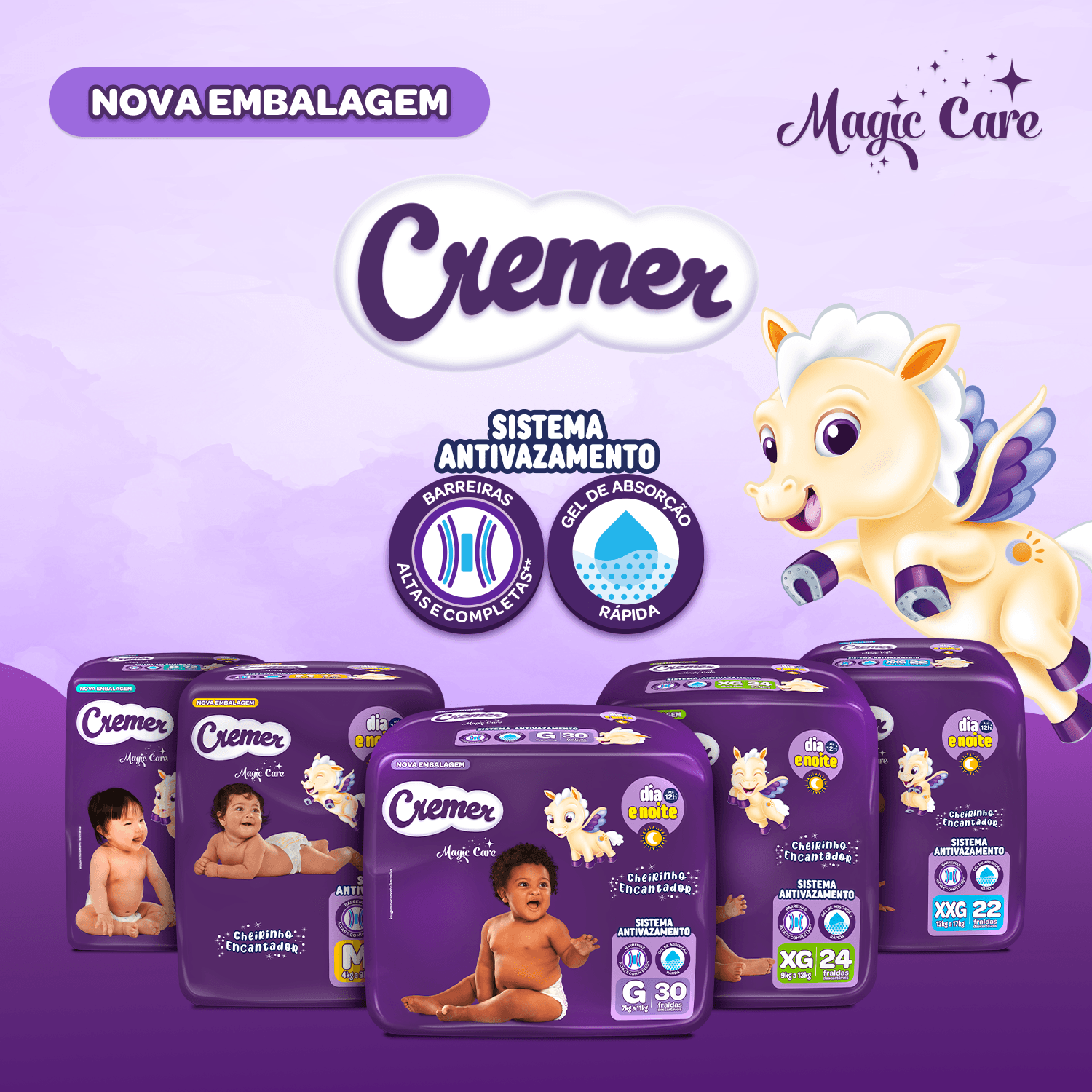 Fralda Cremer Magic Care Dia e Noite M 68 Unidades — foto 6