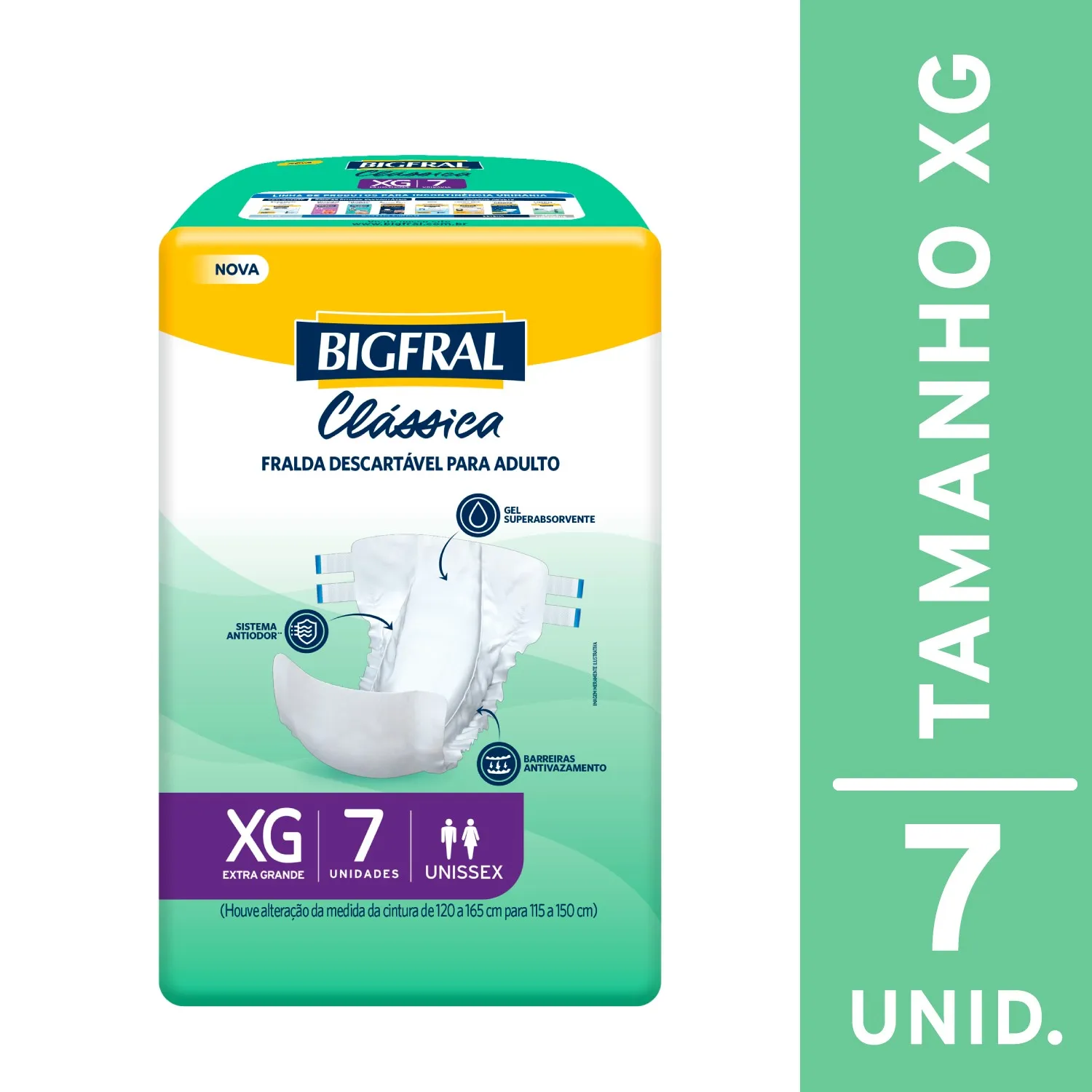 Fralda Descartável Bigfral Adulto Clássica Unissex Xg 7un