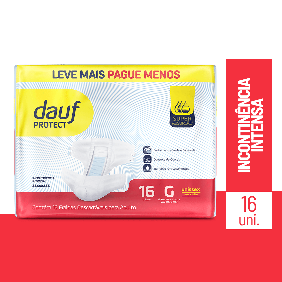 Fralda Geriátrica Dauf Protect G Incontinência Intensa 16 Unidades
