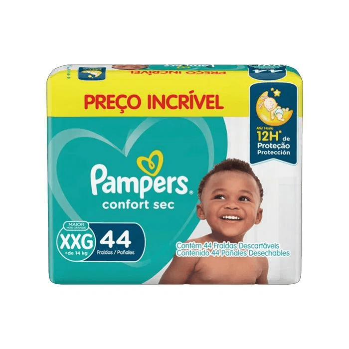 Fralda Pampers Confort Sec - 44 Unidades - Tamanho XXG