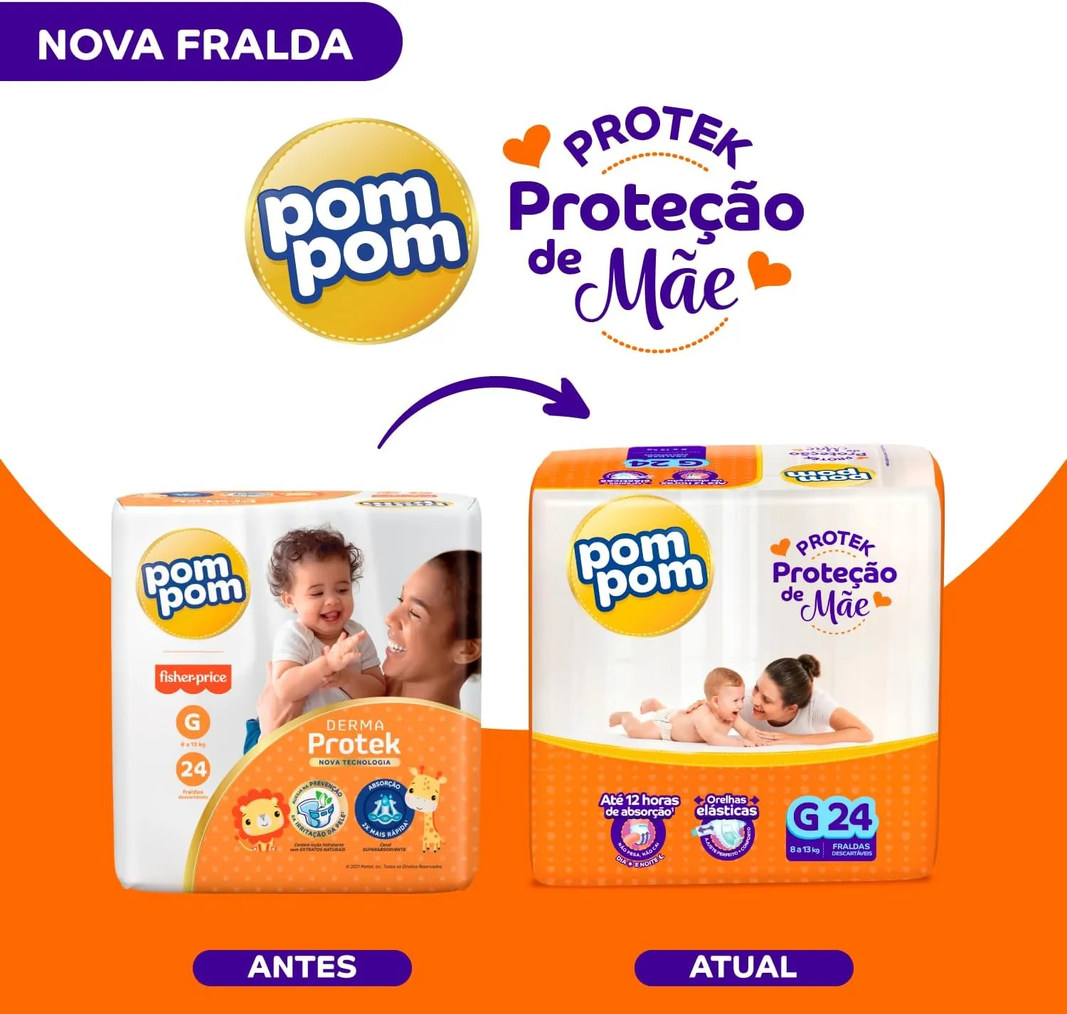 Fralda Pom Pom Protek Proteção de Mãe G 24 Unidades — foto 4
