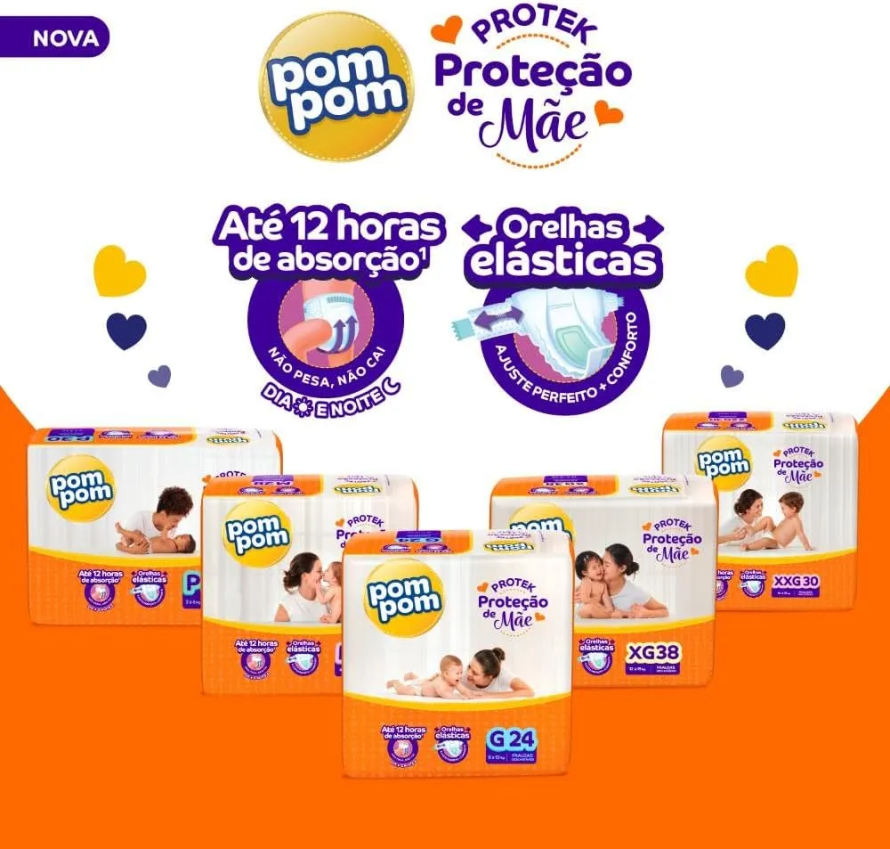 Fralda Pom Pom Protek Proteção de Mãe XXG 18 Unidades — foto 8