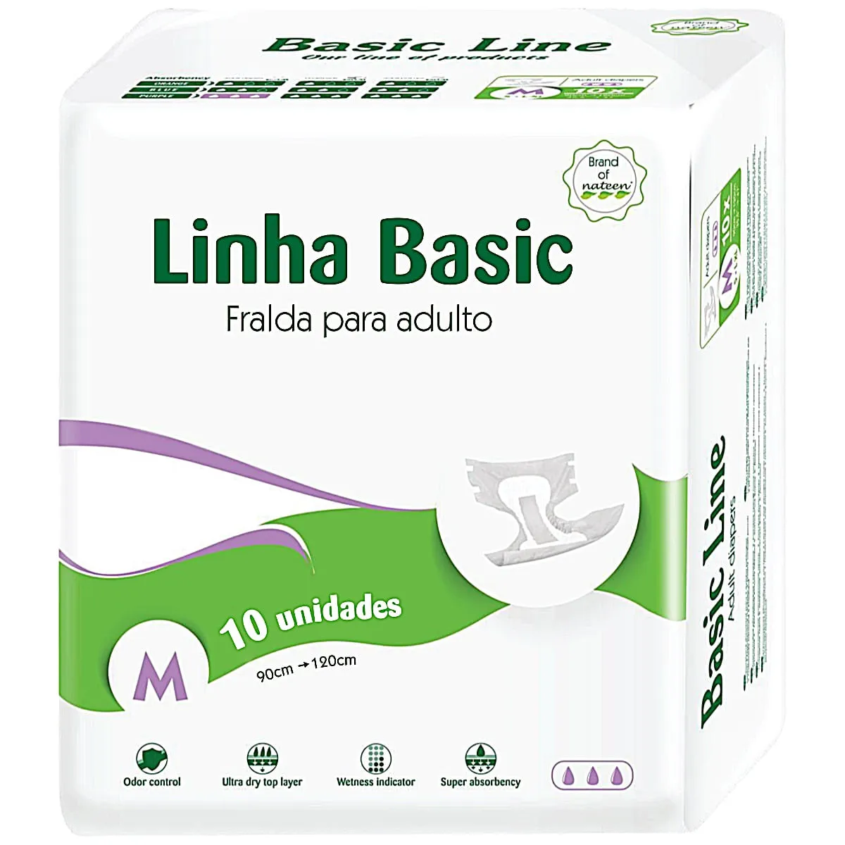 Fralda Slip Adulto Nateen Basic M 10 unidades