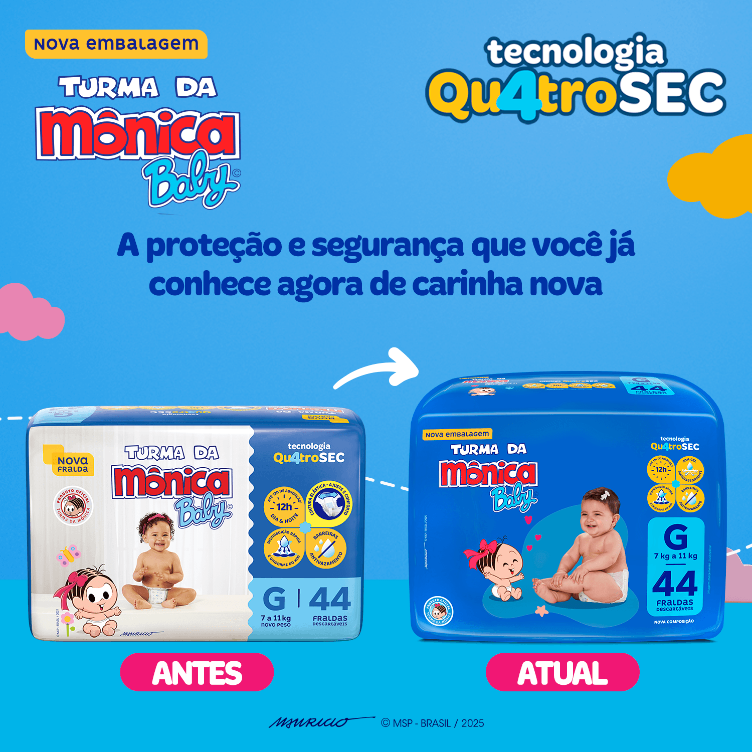 Fralda Turma da Mônica Baby Mega G 44 Unidades — foto 3