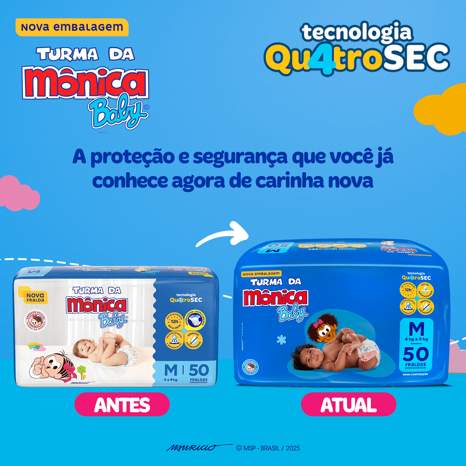 Fralda Turma da Mônica Baby Mega M 50 Unidades — foto 3