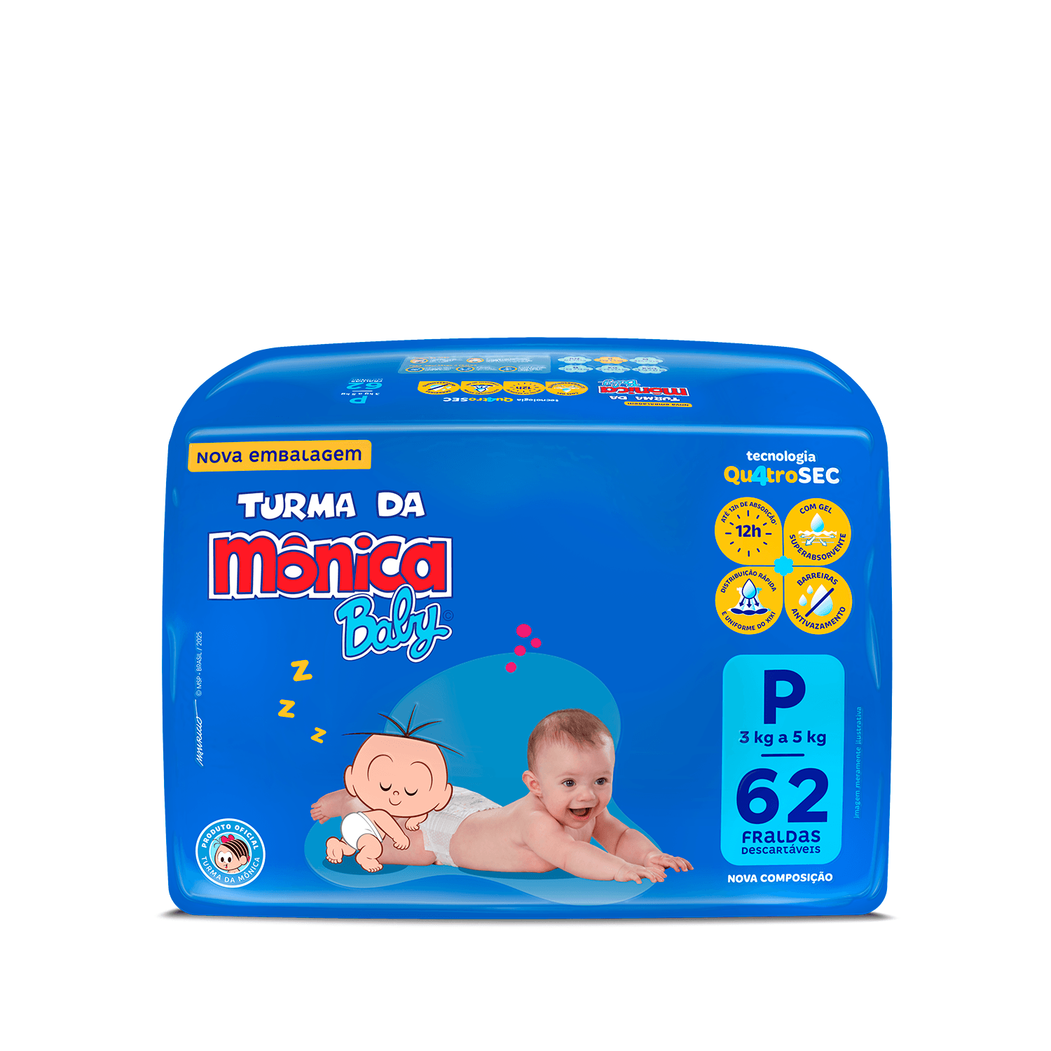 Fralda Turma da Mônica Baby Mega P 62 Unidades — foto 2