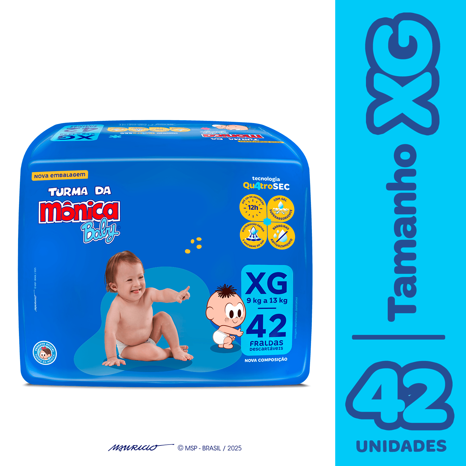 Fralda Turma da Mônica Baby Mega XG 42 Unidades