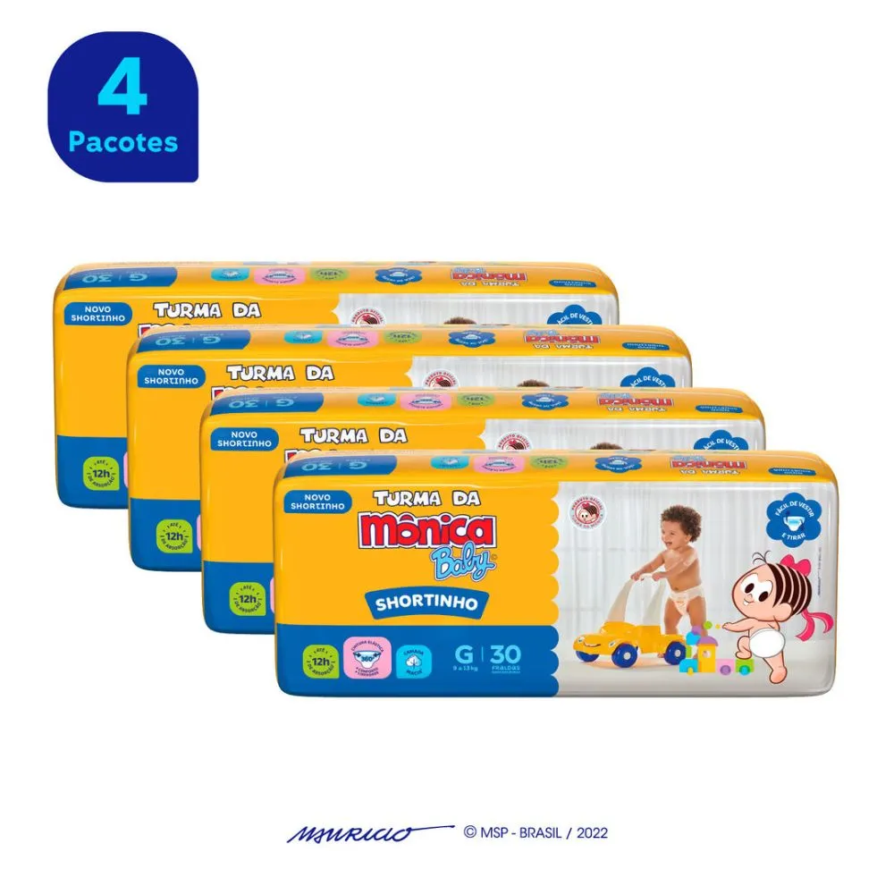 Fralda Turma da Mônica Baby Shortinho Jumbo G 30 Unidades — foto 3