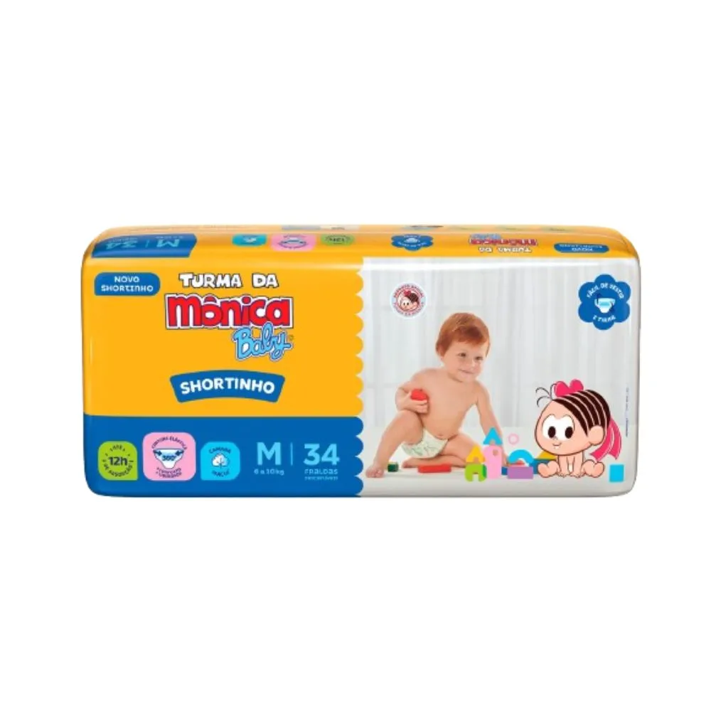 Fralda Turma da Mônica Baby Shortinho Jumbo M 34 Unidades — foto 2