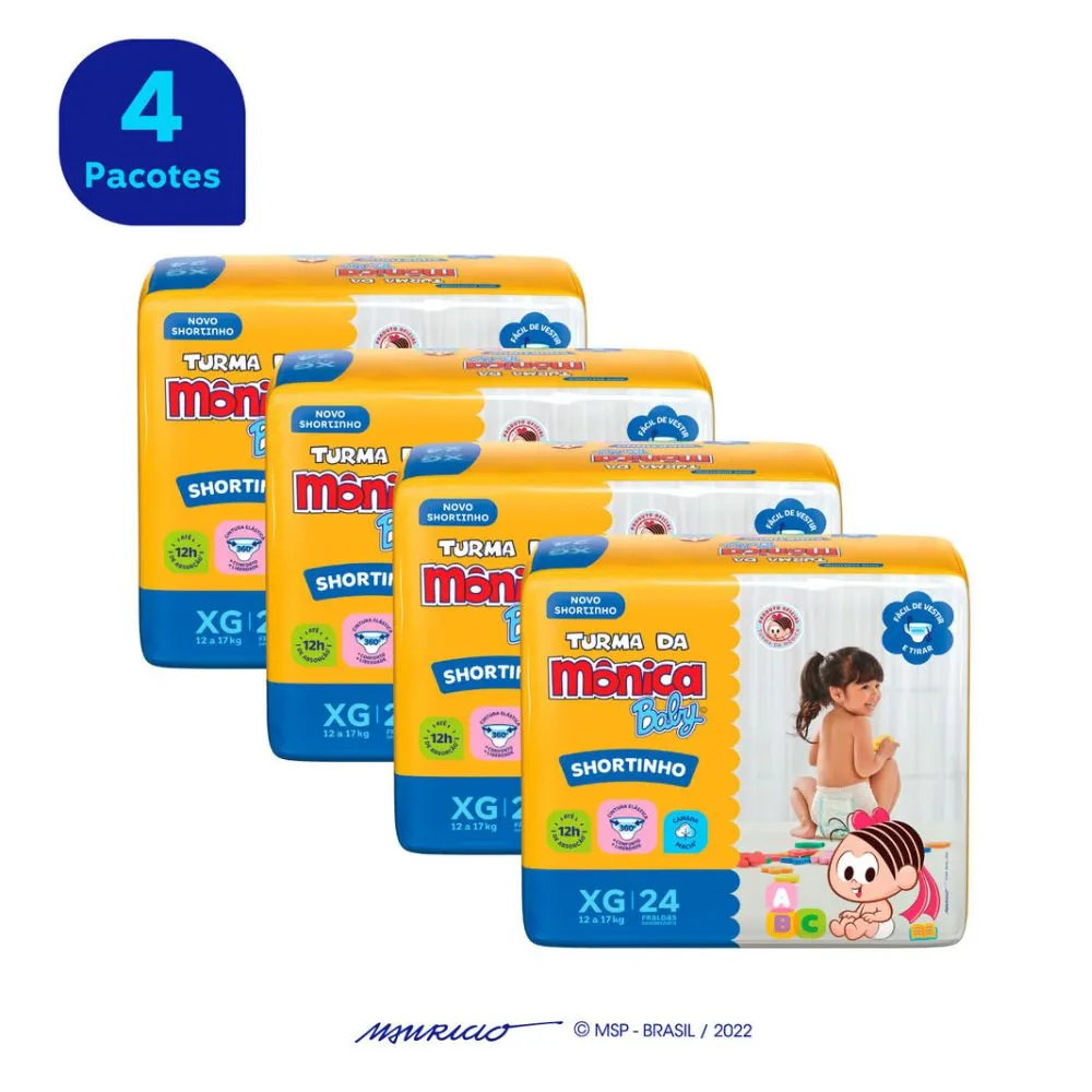 Fralda Turma da Mônica Baby Shortinho Jumbo XG 24 Unidades — foto 3