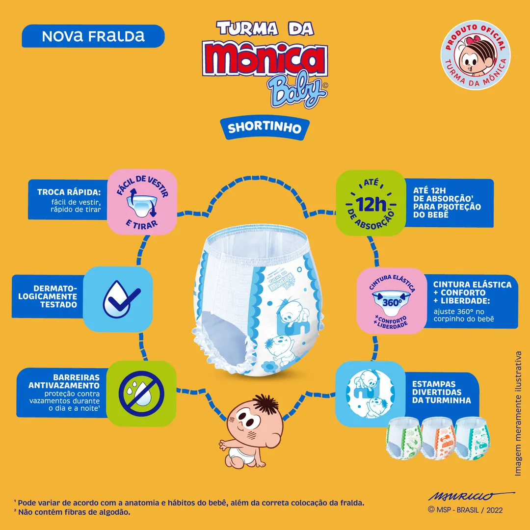 Fralda Turma da Mônica Baby Shortinho Jumbo XG 24 Unidades — foto 4