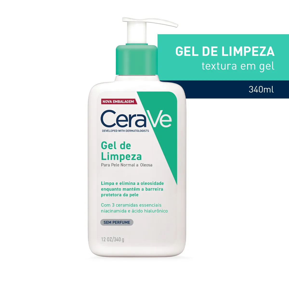 Gel de Limpeza Facial CeraVe Sem Fragrância 340g — foto 2