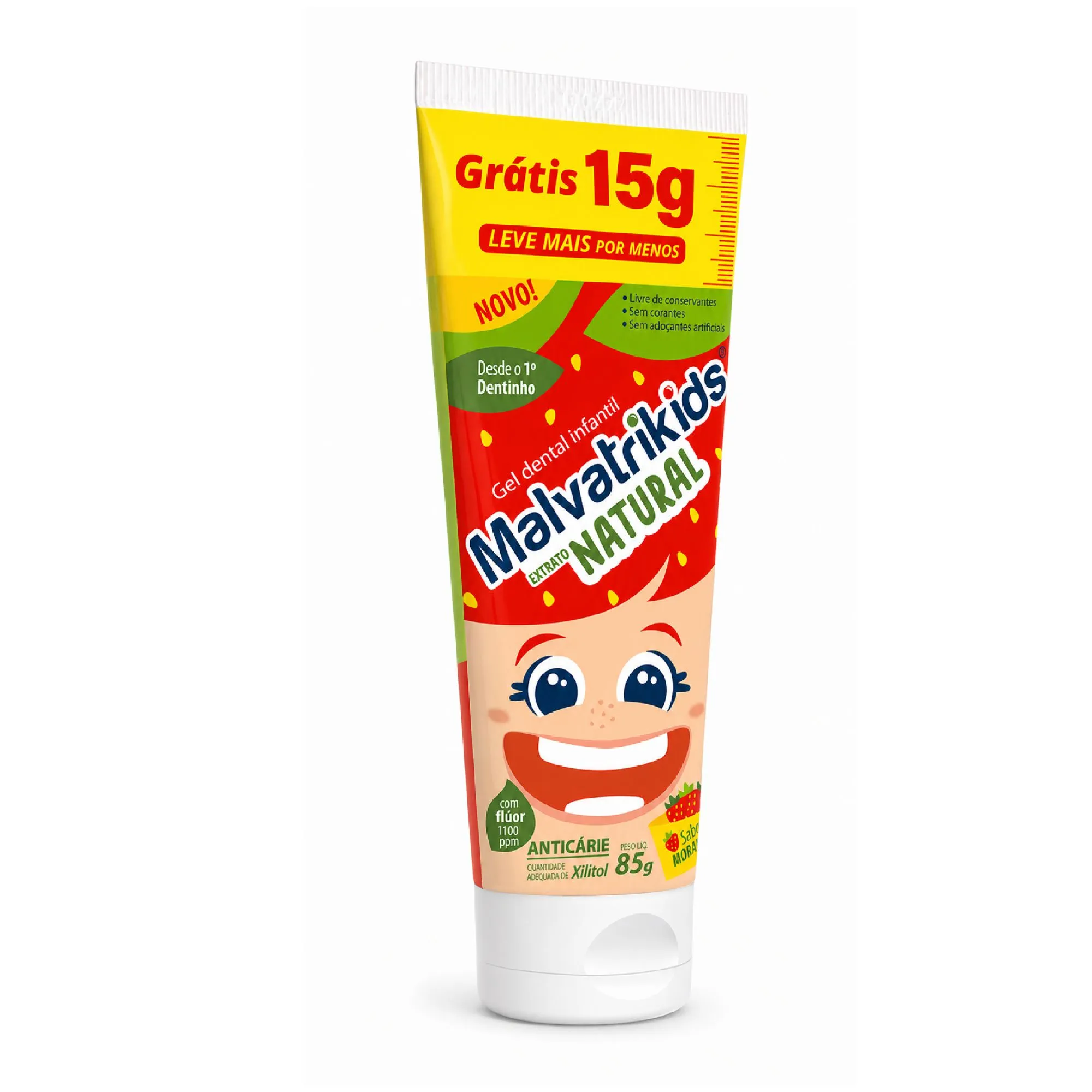 Gel Dental Malvatrikids Extrato Natural Morango 85g — foto 3