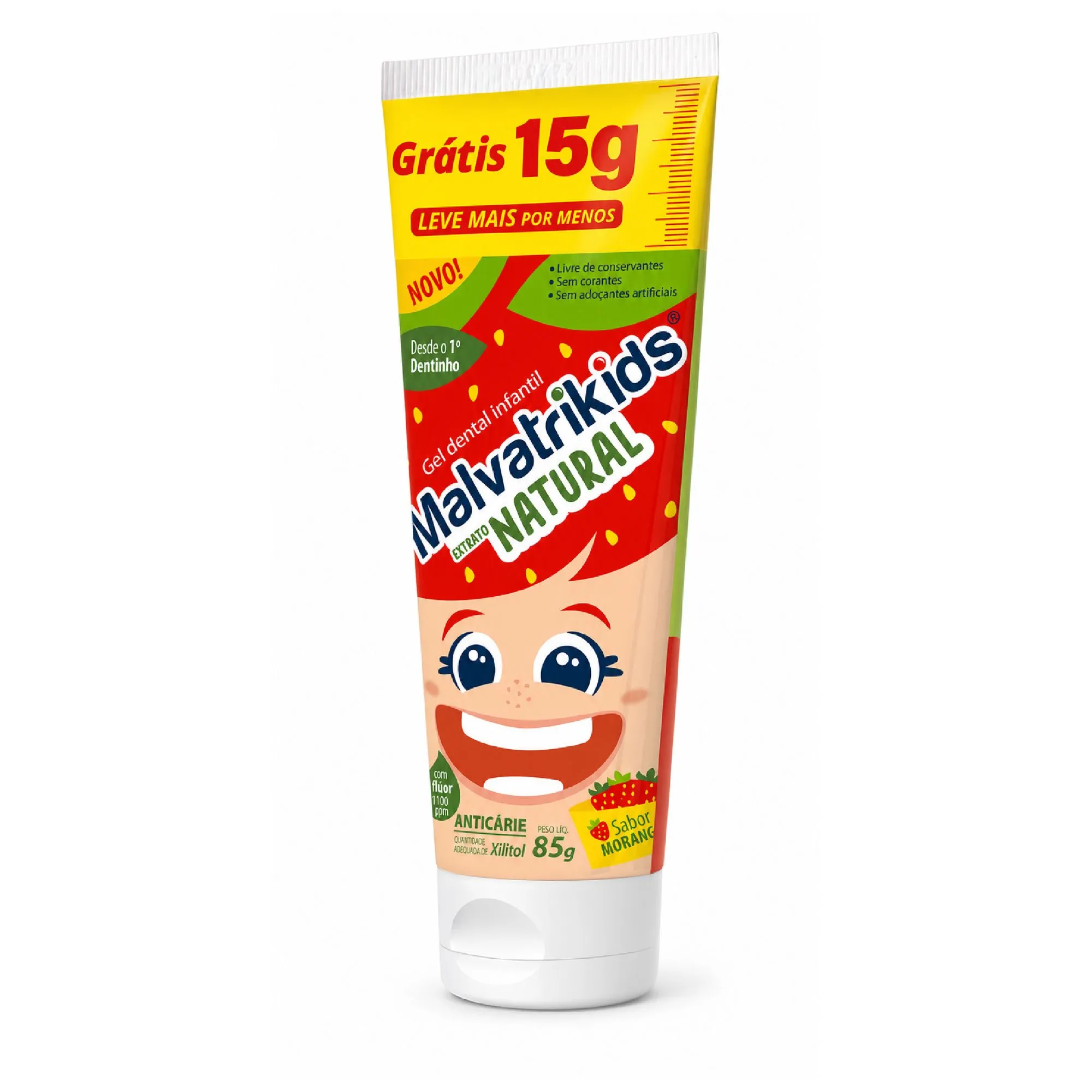 Gel Dental Malvatrikids Extrato Natural Morango 85g — foto 2