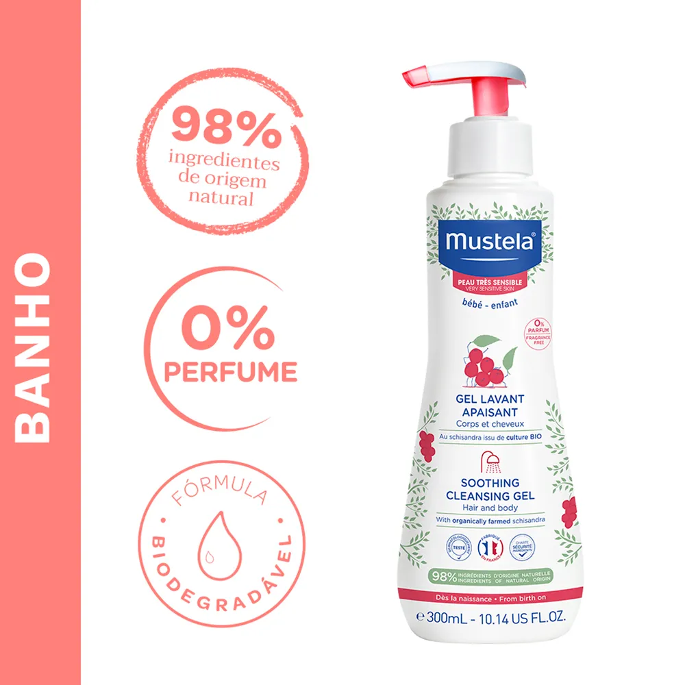 Gel Lavante Mustela Bebê Calmante Pele Muito Sensível 300ml — foto 4