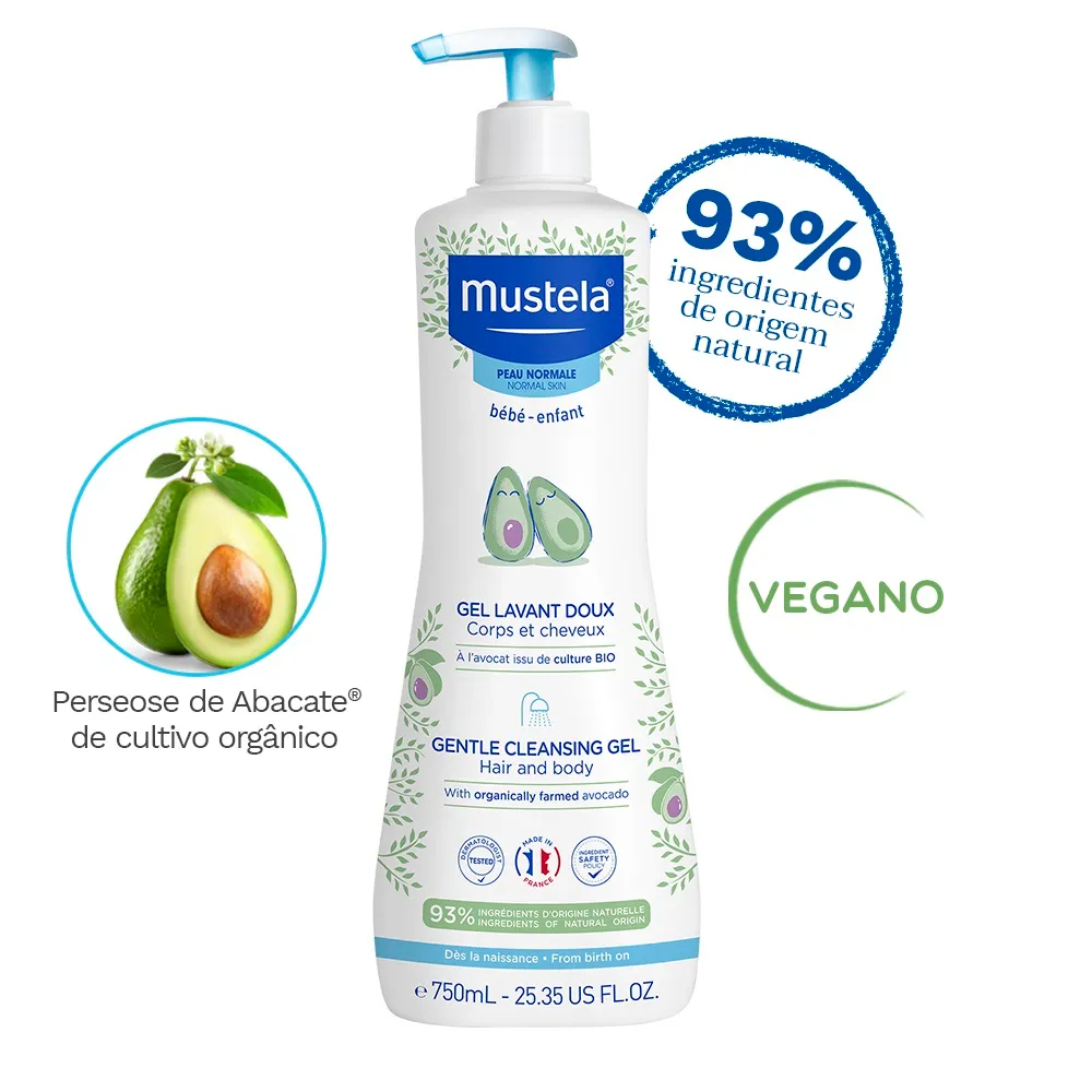 Gel Lavante Mustela Bebê Suave com Abacate Orgânico 750ml — foto 2