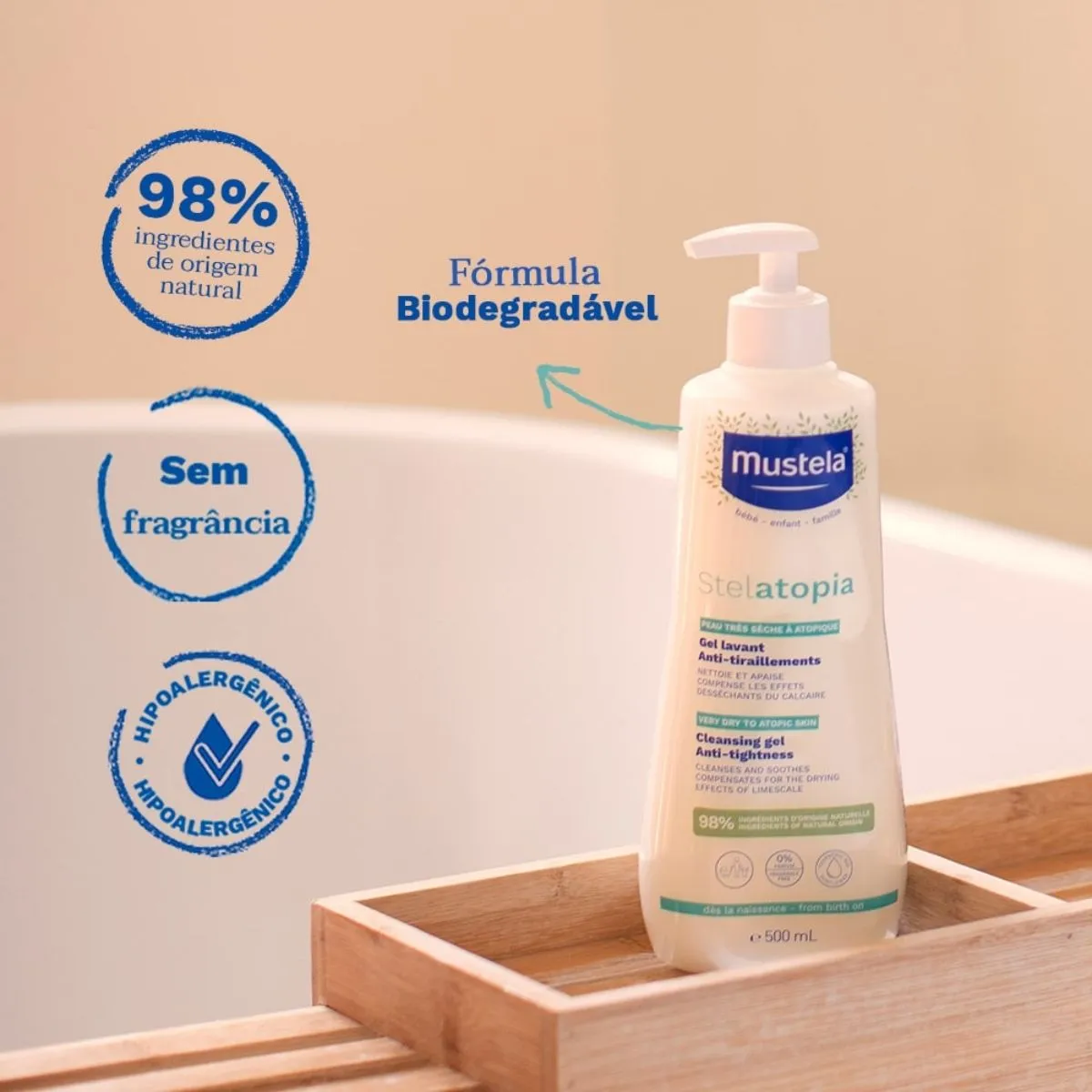 Gel Lavante Mustela Stelatopia Bebê Sem Fragrância 500ml — foto 5