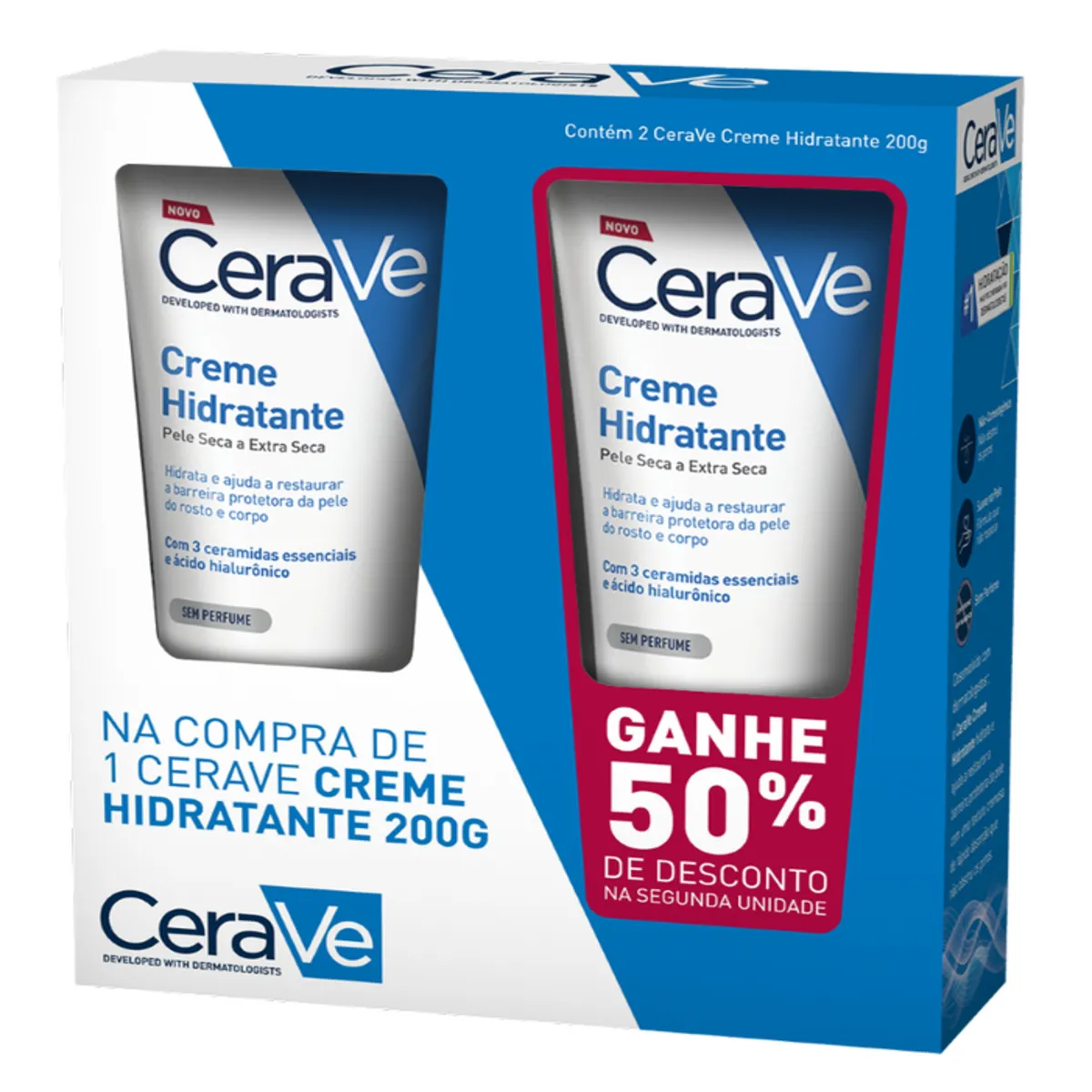Kit 2 Cerave Hidratação Creme 200g Com 50% De Desconto Na 2ª Unidade