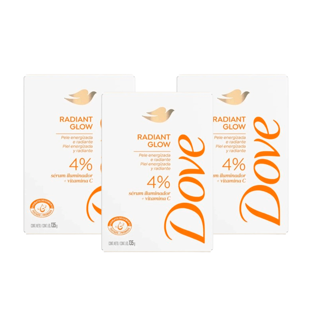 Kit 3 Uni Sabonete em Barra Dove Radiant Glow 135g Cada