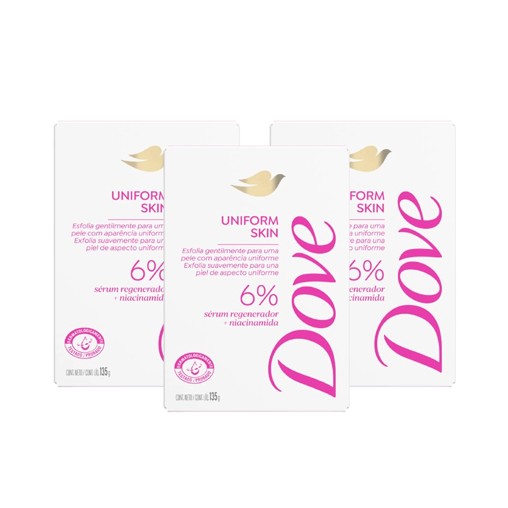 Kit 3 Uni Sabonete em Barra Dove Uniform Skin 135g Cada