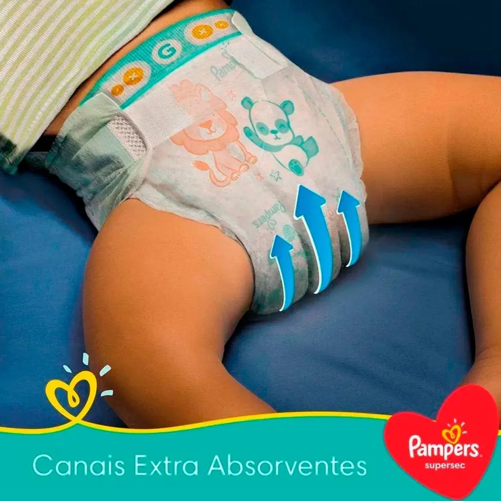 Kit 5 Fraldas Pampers Supersec Pacotão P - 170 Unidades — foto 3