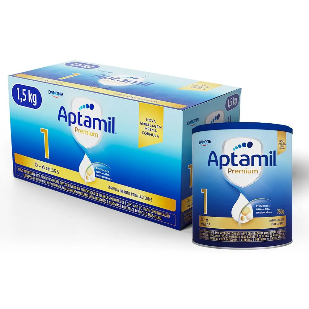 Kit Aptamil Fórmula Infantil Premium 1 De 0 A 6 meses 750g 2 Unidades