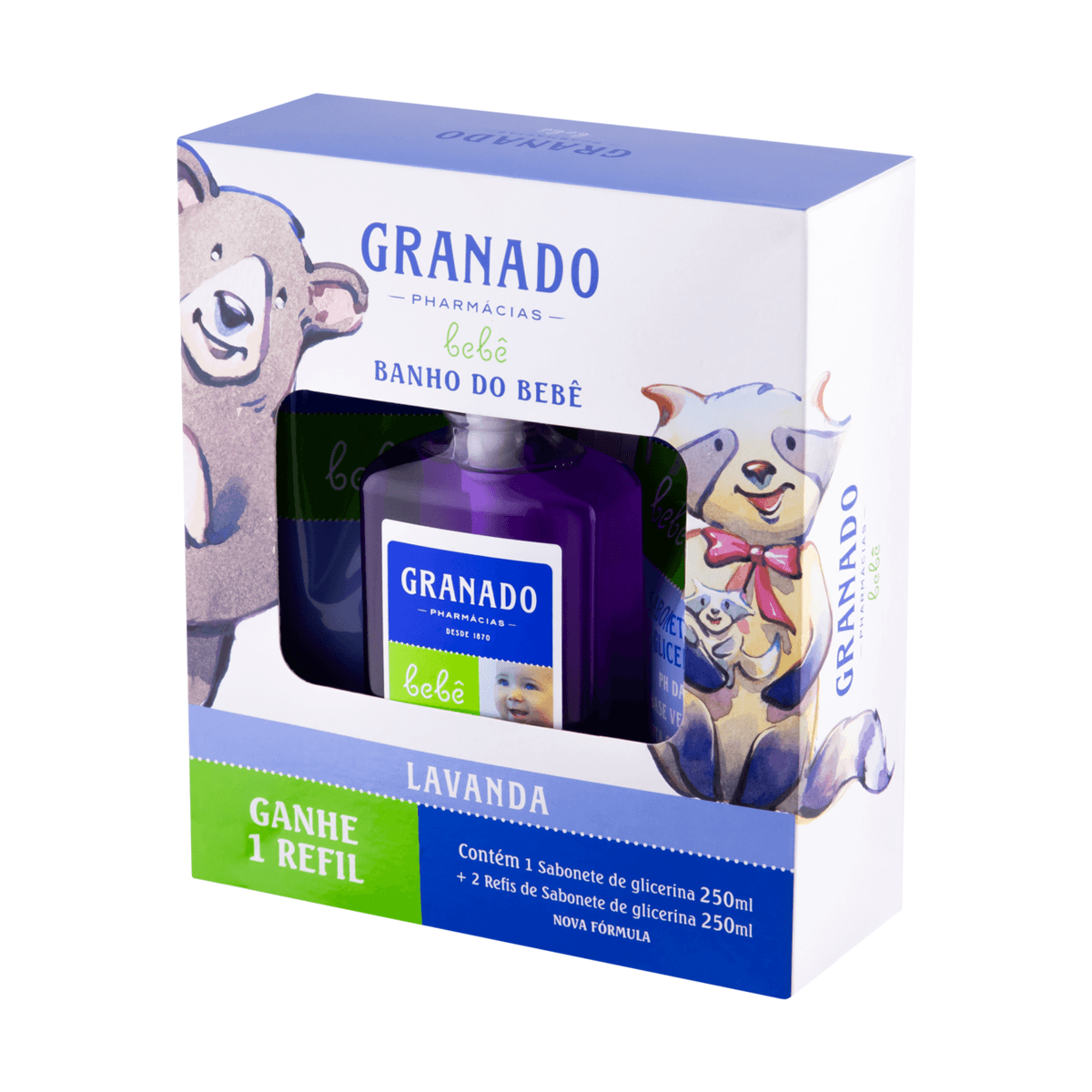 Kit Banho do Bebê Granado Sabonete Líquido Infantil Glicerina Lavanda 250ml 1 Uni + Refil Sabonete Líquido Infantil Lavanda 250ml 2 Uni