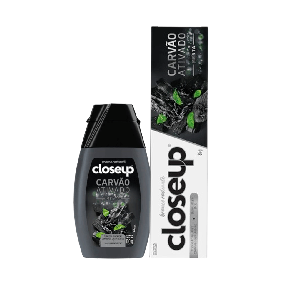 Kit Closeup Carvão Ativado Sabor Menta Gel Dental 85g + Creme Dental 100g