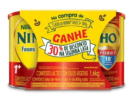 Kit Composto Lácteo Ninho Fases 1+ 800g 2 Unidades